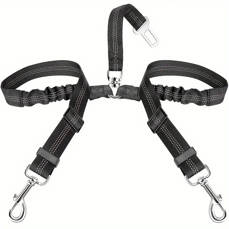 Dog Seat Belt, Double Dog Seatbelt Adjustable Vehicle Safety Leash with Elastic Bungee Buffer 1005010378416245