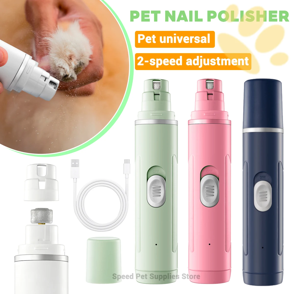 Dog Nail Grinder USB Rechargeable Electric Pet Paws Clipper & Trimmer Painless Paws Grooming Quiet 1005010379753664