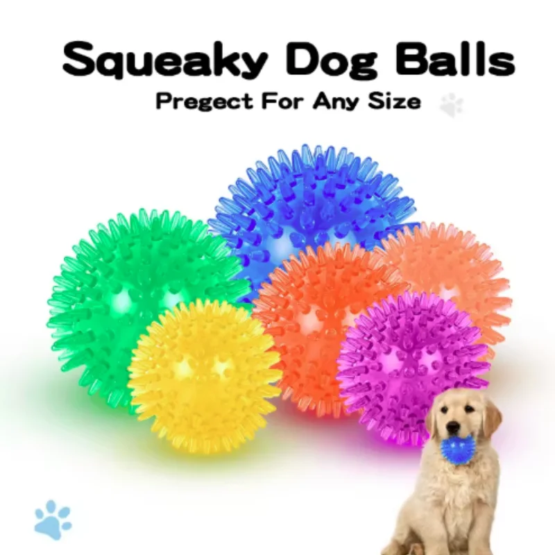 Polka Dot Squeaky Tooth Cleaning Ball Pet Dog Toys for Puppy Cat Training Teeth Chewing Toy Thorn 1005010388092873