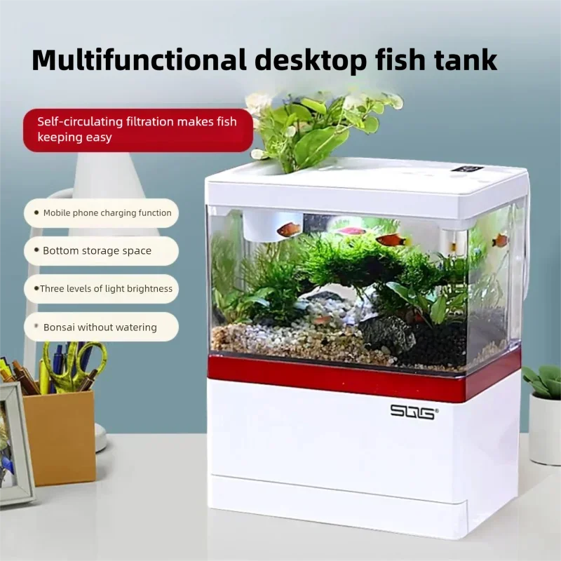 Home Fish Tank, Small Landscaping Ecological Tank, Living Room USB Power Supply, No Water Change 1005010389795365