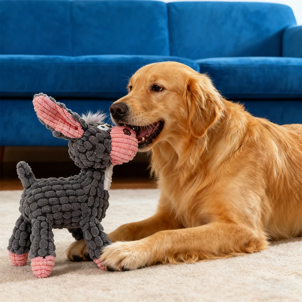 Dog Sounding Toy Molar Training Decompress Interactive Bite Resistant Donkey Shape Plush Toys Pet 1005010394636671