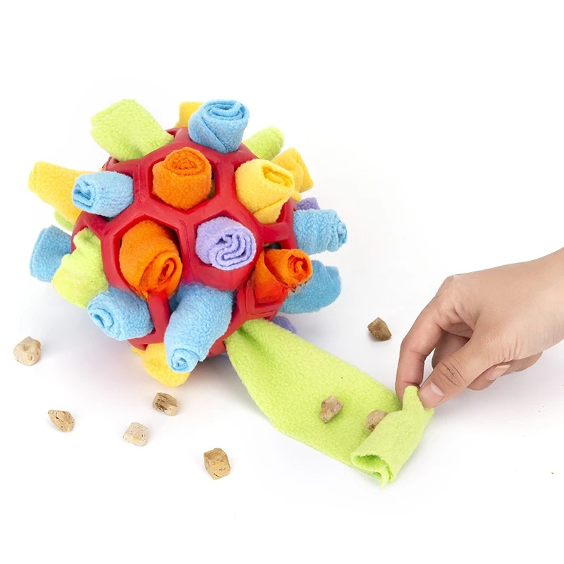 Dog Snuffle Ball Slow Feeder Toy Interactive Puzzle Chew Toy Cloth Strip Food Hiding for Training 1005010398872850