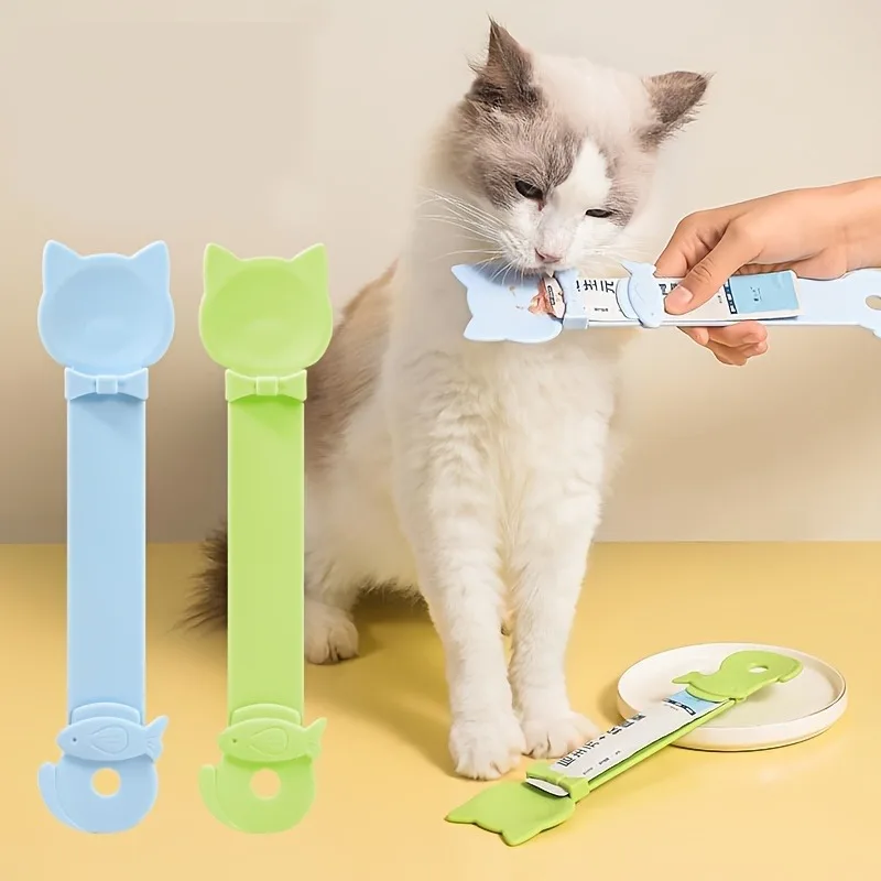 1PCSCat Strip Feeder Spoon Long Handle Lickable Wet Food Feeder for Cats Pet Meat Mud Food Squeeze 1005010399520214