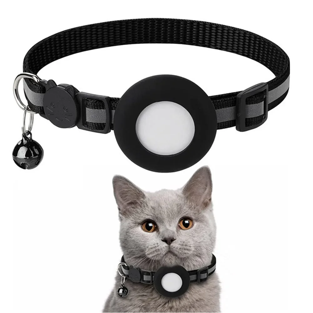 Cat Airtag Holder Collar Breakaway Reflective Strips Adjustable Kitten Collar Waterproof Cat Bell 1005010399808360
