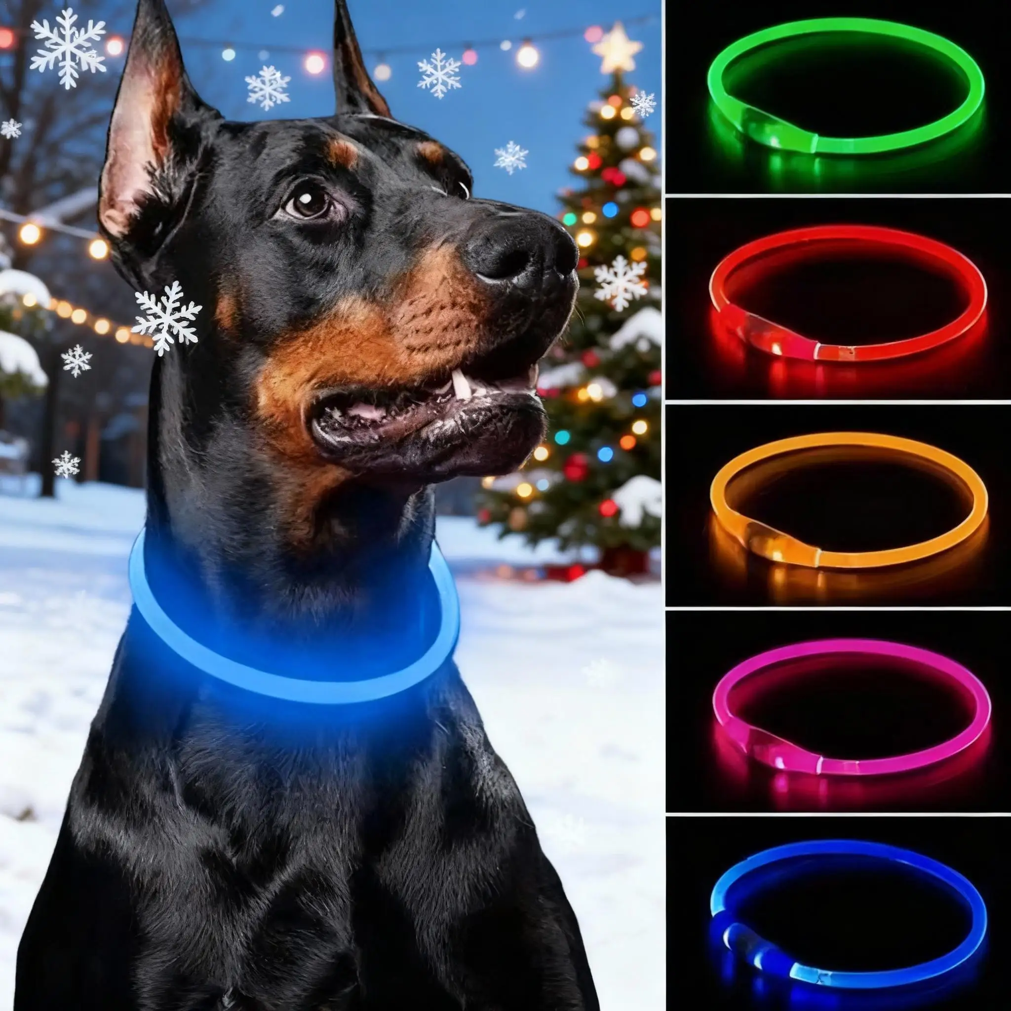 Pet Dog LED Light Collar Luminous Anti-Lost Dog Collar USB Rechargeable Dog Necklace Adjustable 1005010400486160