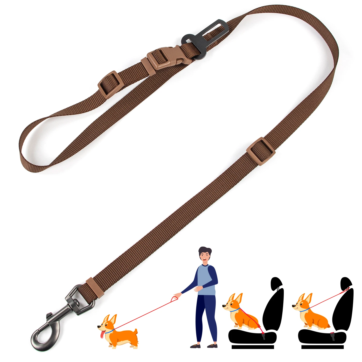 Adjustable Dog Car Leash Seat Belt Secure Pet Restraint System for Vehicle Durable Multi-Purpose 1005010404207791