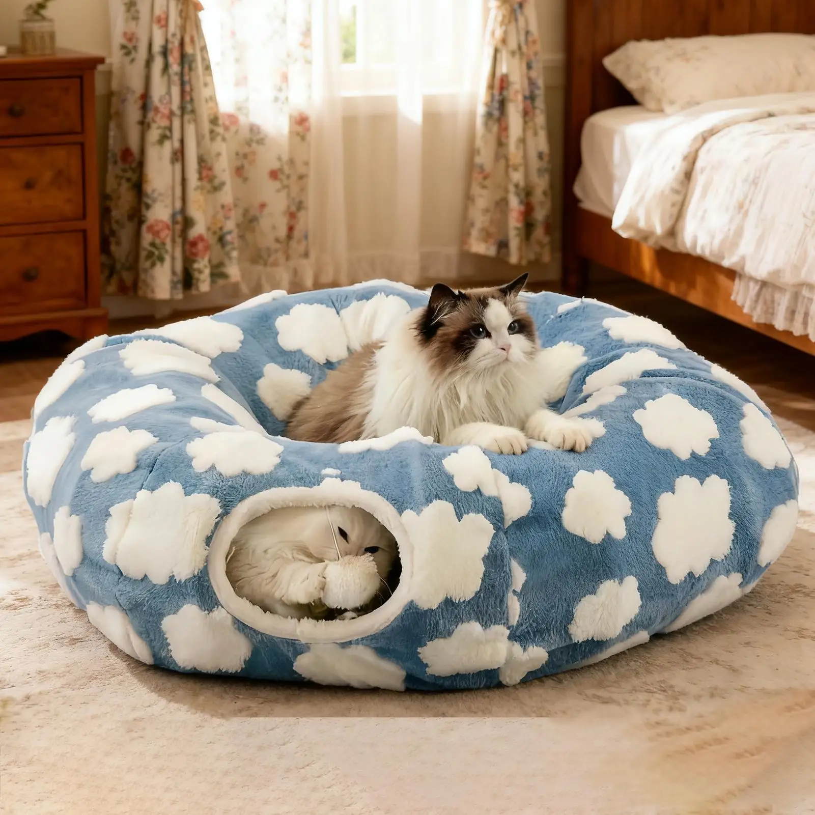 Cat Tunnel Bed Interactive Toys Washable with Ball Tunnel Cat Bed Cave for Kitten 1005010411623926