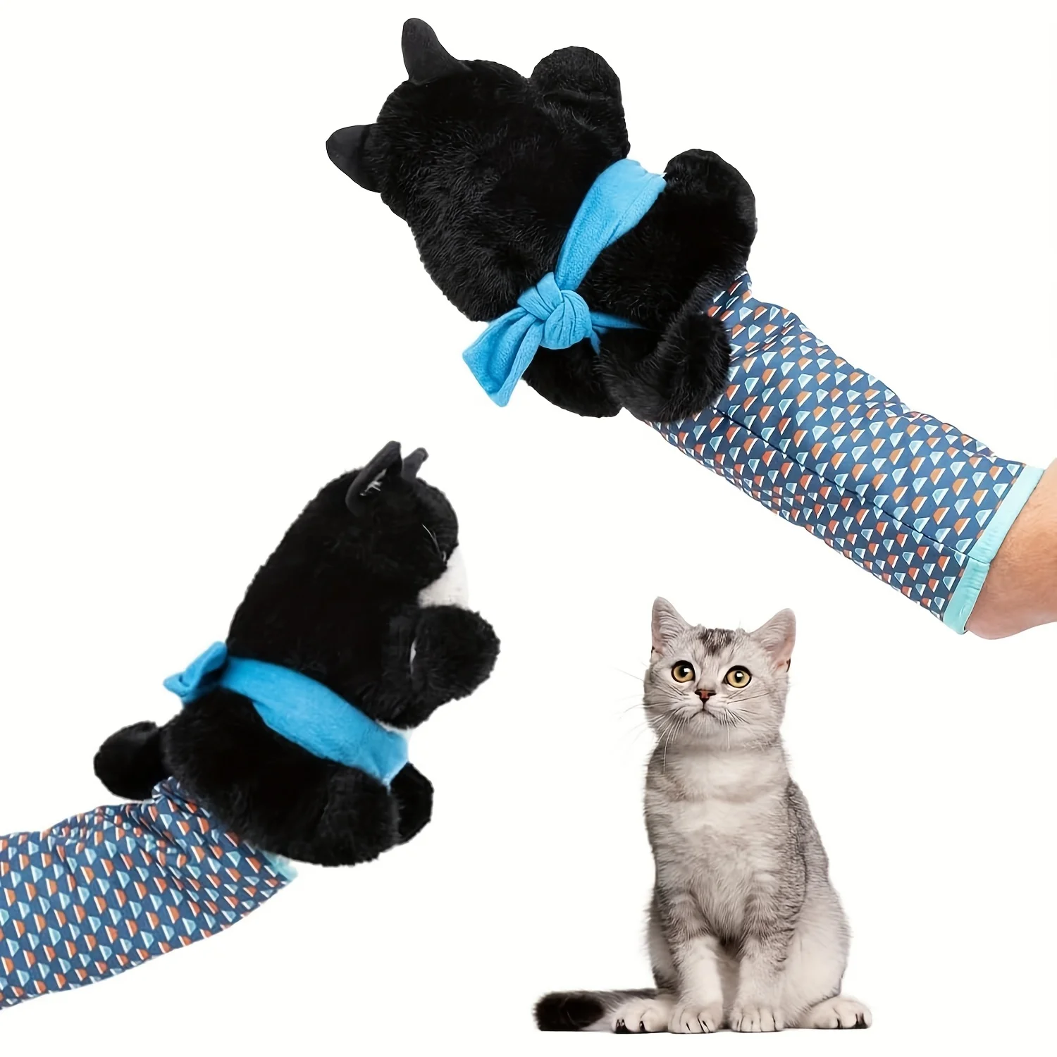 Interactive Cat Wrestling Puppet Toy with Poseable Limbs, Plush Stuffed Animal for Indoor Play 1005010415050272
