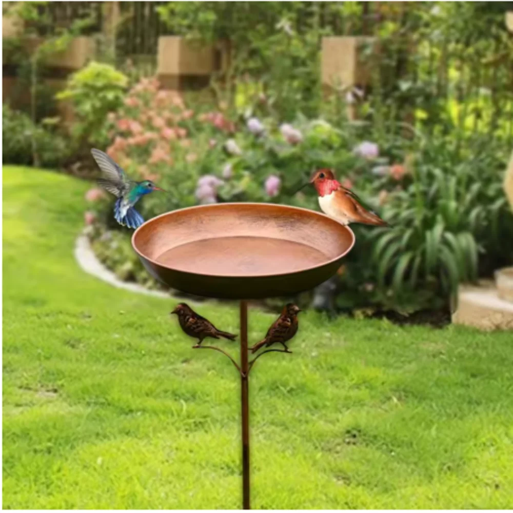 Bird Bath Feeder Bowl 5-Pronged Base Metal Bird Feeder Freestanding Birdbath for Yard Patio 1005010417450222