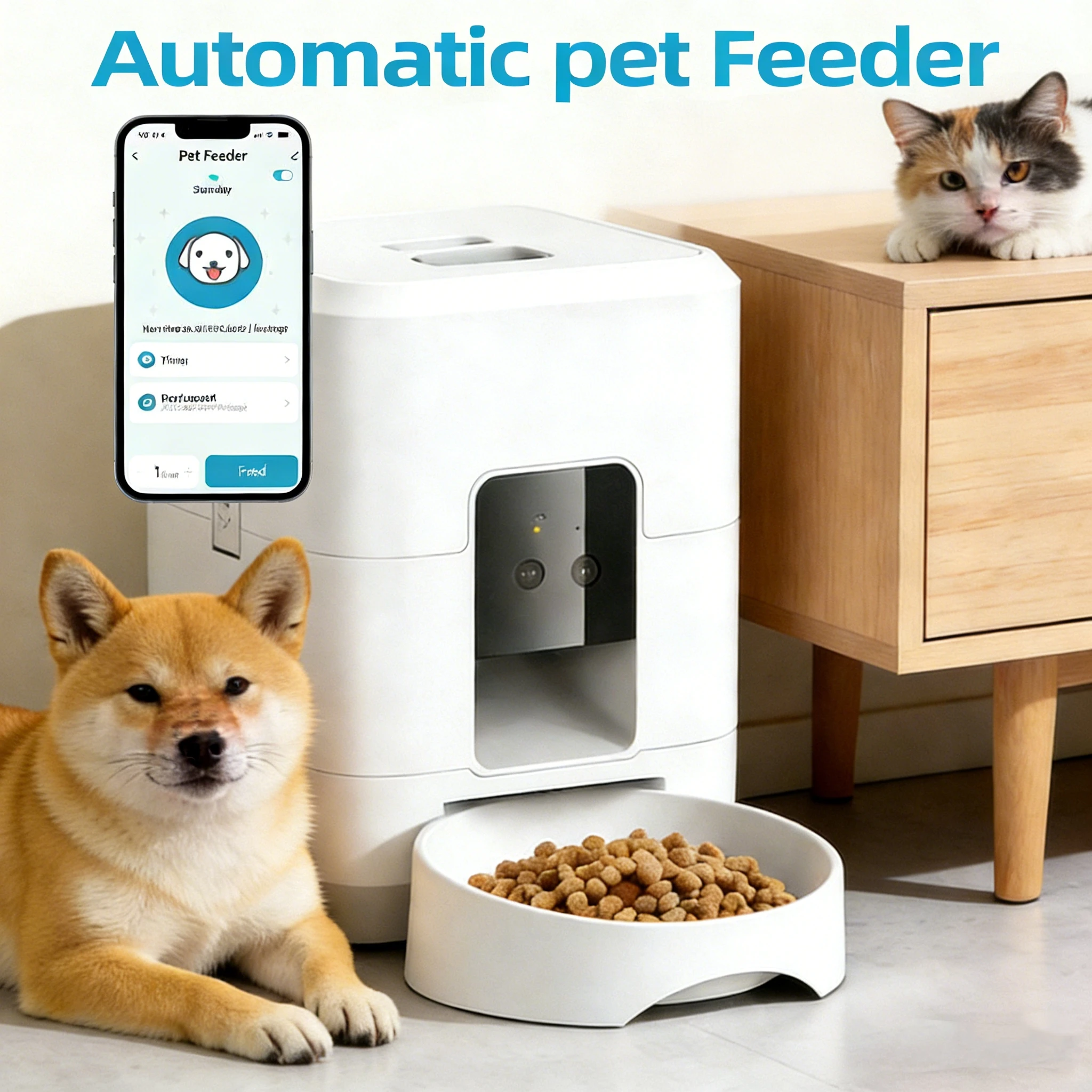 2L Smart WiFi Automatic Pet Feeder for Cats And Dogs with Timer Food Dispenser And Low Food Alert 1005010417731374