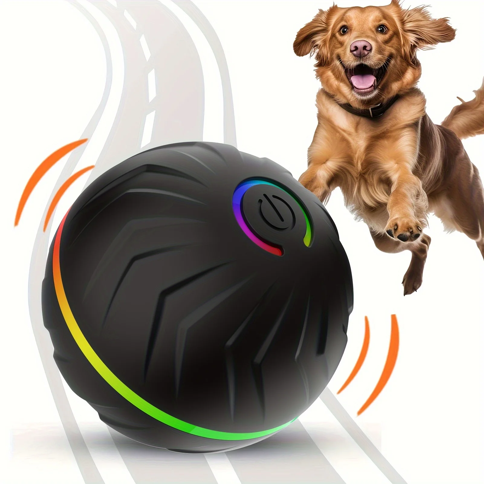 Intelligent dog toy, interactive pet toy, random rolling and jumping, colorful lights 1005010419514851