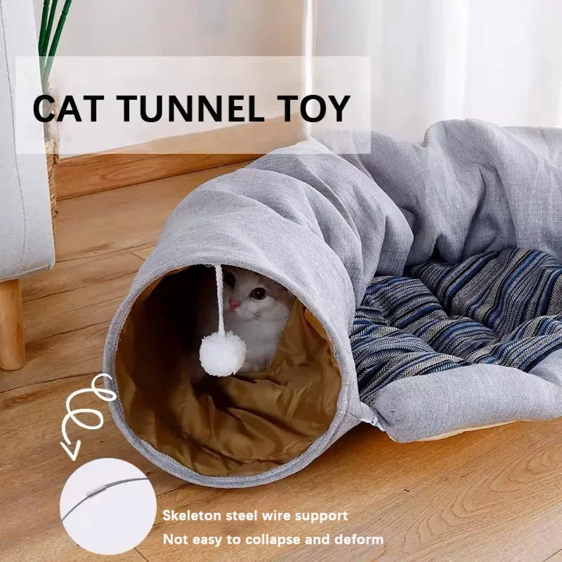 Pet Cat Tunnel Toys 2 In1 Collapsible Cat Nest Kitten Bed Tunnels Interactive Play Toy Indoor Tent 1005010425665285