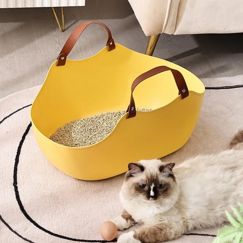 Cats Litter Box With Handle Rabbit Generous Space Smooth Surfaces Cats Litter Pans Portable Cats 1005010433366388