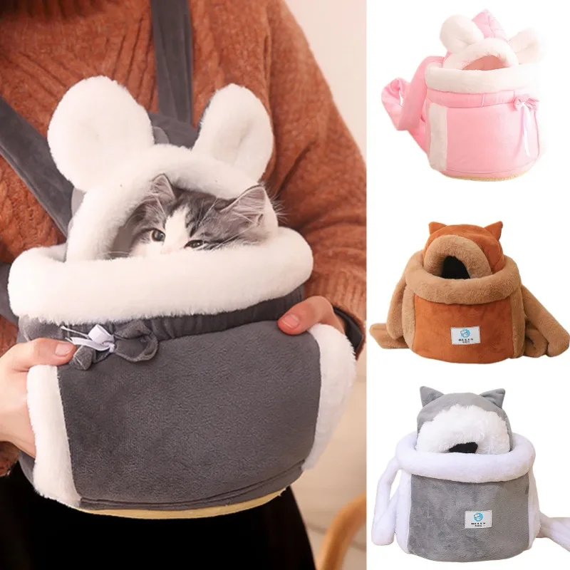Cat Backpack Carrier Winter Warm Soft Plush Carry Pets Cage for Outdoor Travel Walking Cute Pets 1005010440460439
