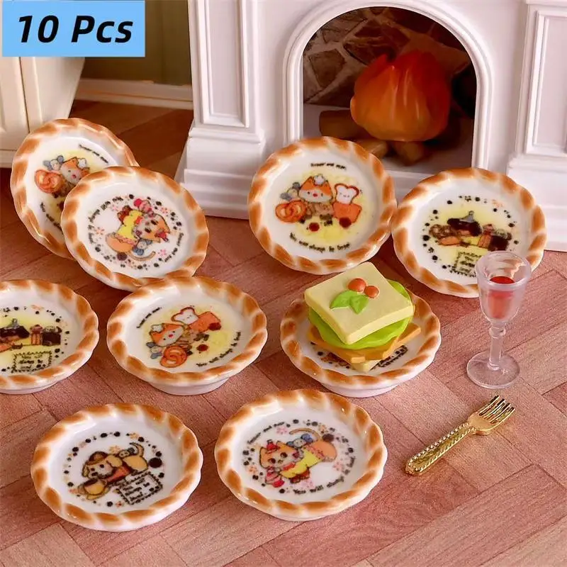 Engaging DIY Gifts and Pretend Play Toys: Set of 10 Puppy Dog Printed Miniature Bread Pans for Doll 1005010444071605
