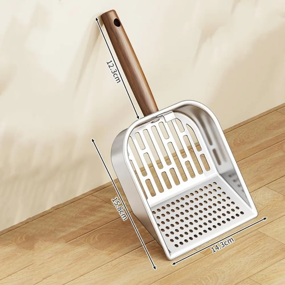 Durable Wooden Handle Cat Litter Scoop Waste Removal Easy Clean Tofu Sand Scoop Stainless Steel Pet 1005010444908370