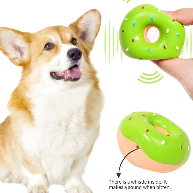 Dog Toys Donut Shaped Squeaker Dogs Toy Interactive Grinding Teeth Chewing Toy for Puppy Small 1005010448618197
