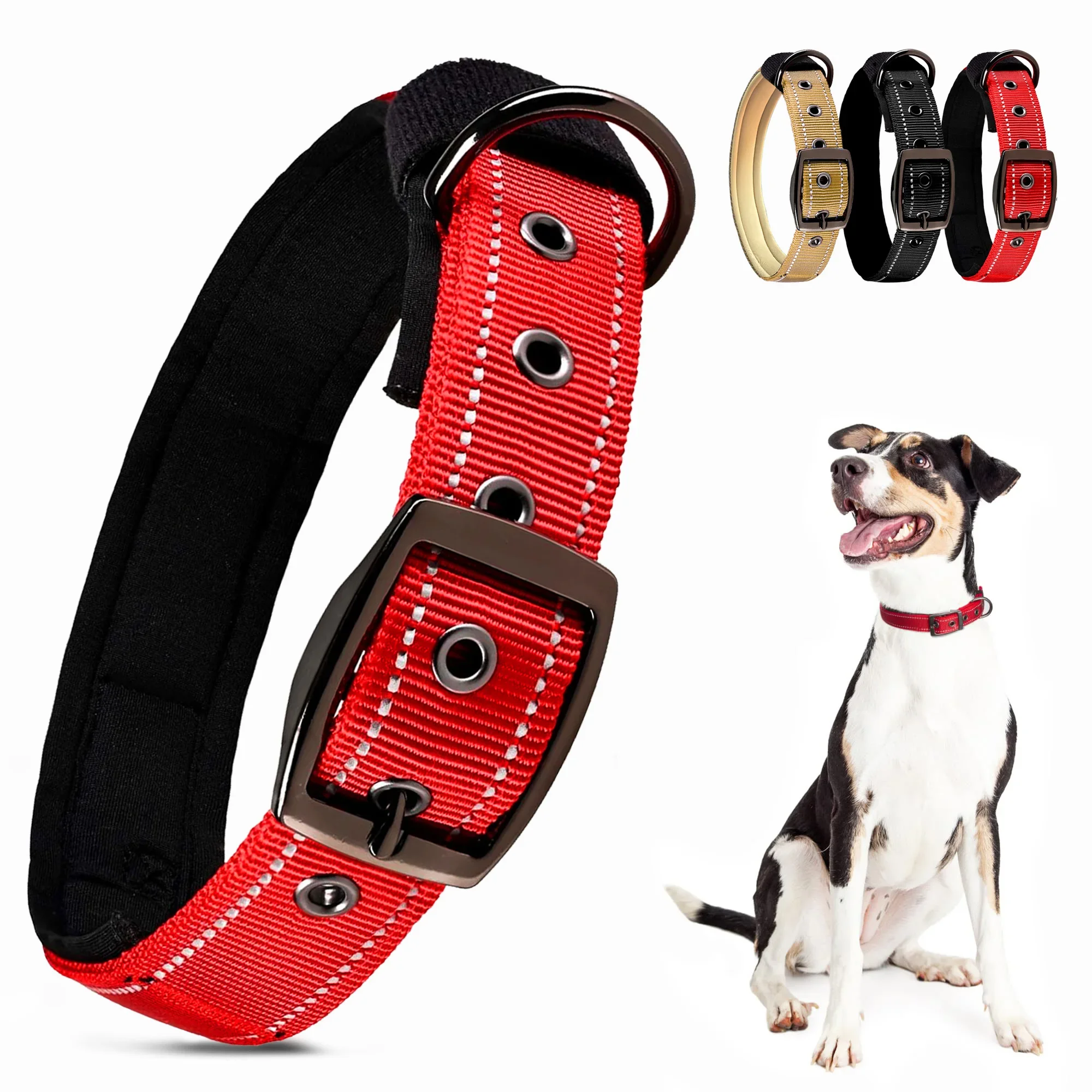 Reflective Striped Dog Collar, Escape-Proof Nylon, Quick-Release Buckle, Soft Padded, for Small Cat 1005010450946123