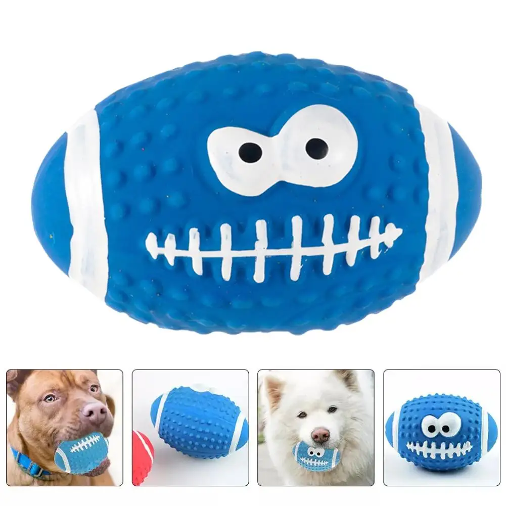 Squeaky Dog Toys Soft Latex Balls For Small Medium Large Dogs Rugby Football Pet Toy Dog 1005010455256226