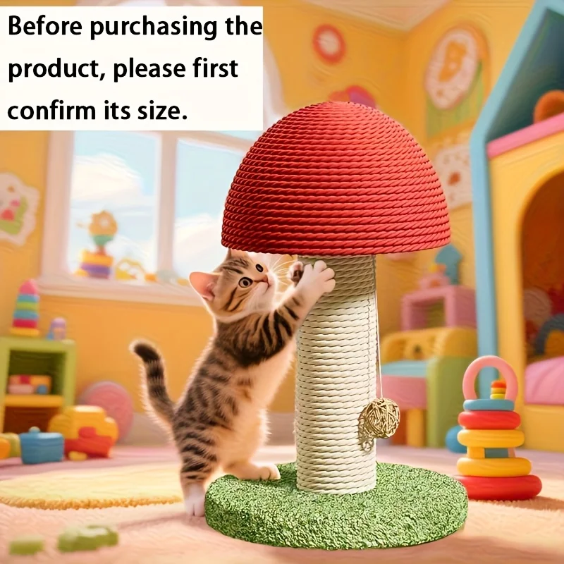 Red Mushroom-Shaped Cat Scratching Post with Sisal Scratching Pad 1005010456203081