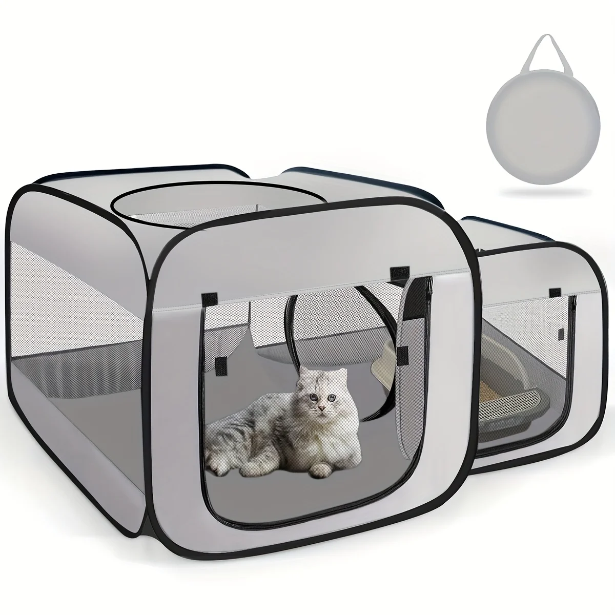 Large Cat Enclosure - Freestanding Design, Portable Indoor/Outdoor Pet Fence, Outdoor Cat Play Area 1005010458343577