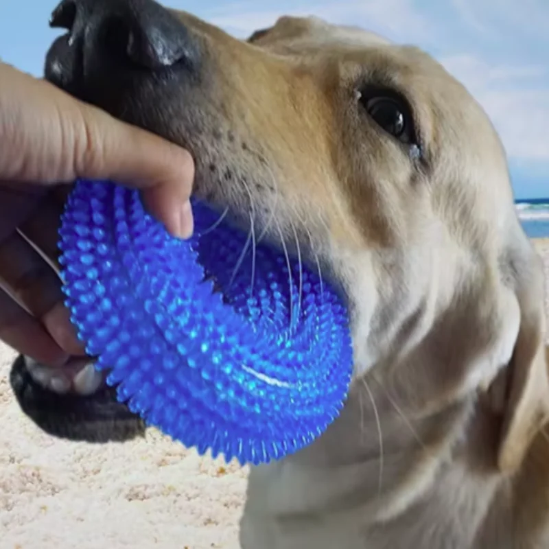 Squeaky Pet Dog Interactive Chew Toy Puppy Bite Resistant Thorn Barbed Tooth Cleaning TPR Molar 1005010461474869