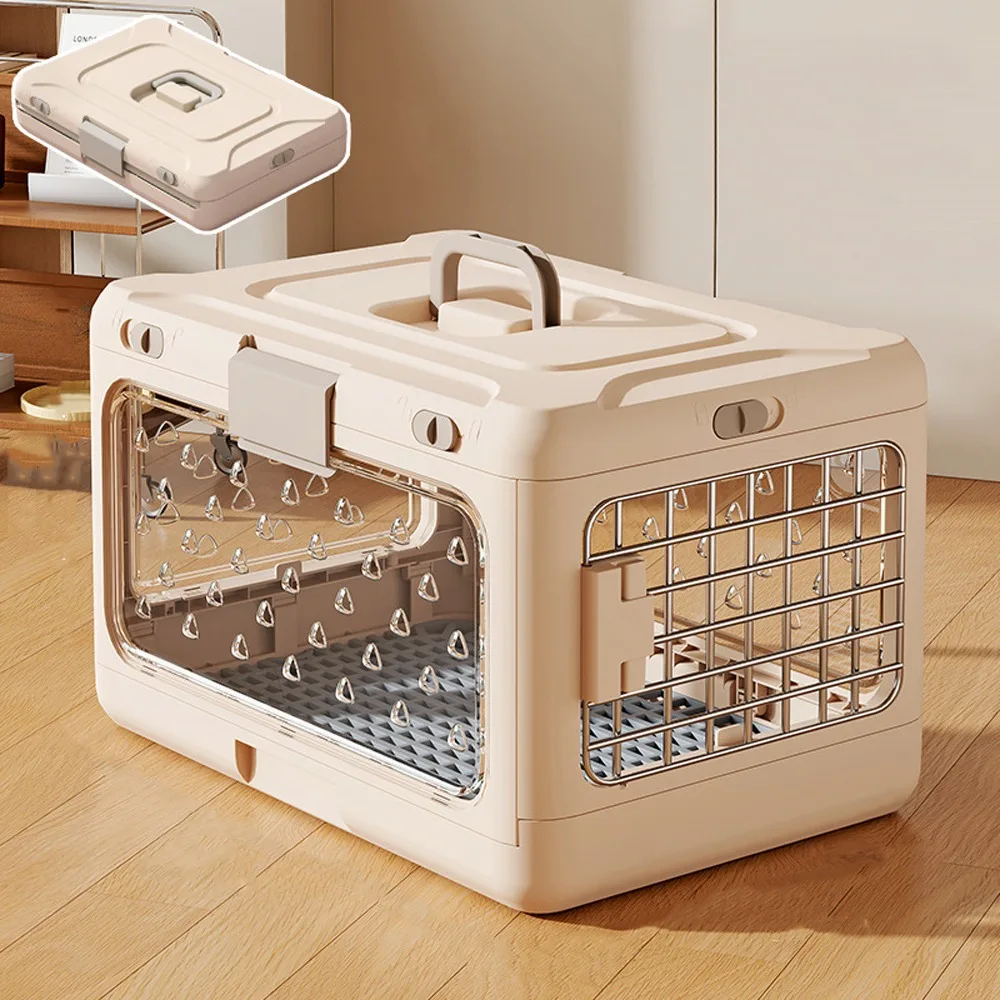 Portable Collapsible Pet Carrier Box Breathable Thickening Foldable Cat Cage Plastic with Handle 1005010464122124