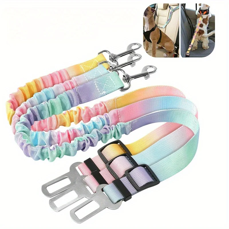 Adjustable Dog Car Seatbelts for Vehicle Nylon Pet Safety Seat Belt with Elastic Bungee Buffer 1005010470152911