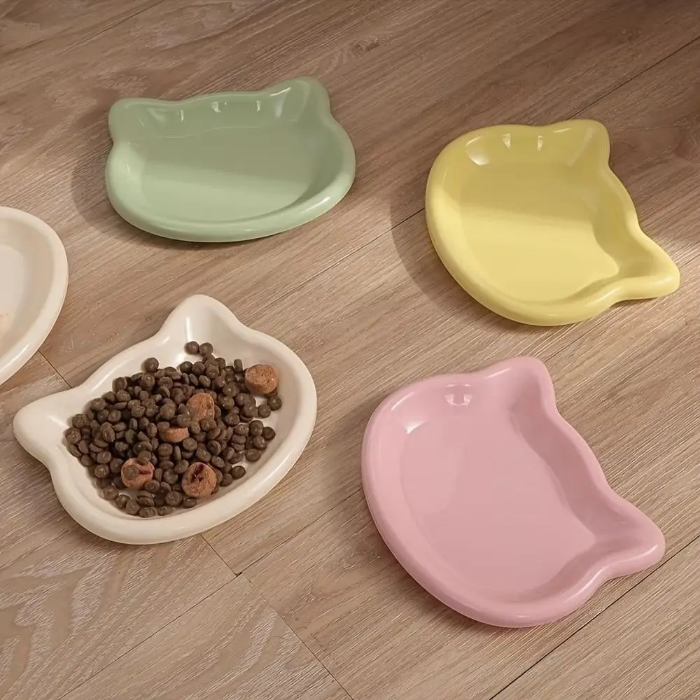 Cute Cat Shape Cat Bowl Plastic Anti-Fall Flip Cat Plates Non-slip Cat Food Bowl Pet Feeding 1005010470629585