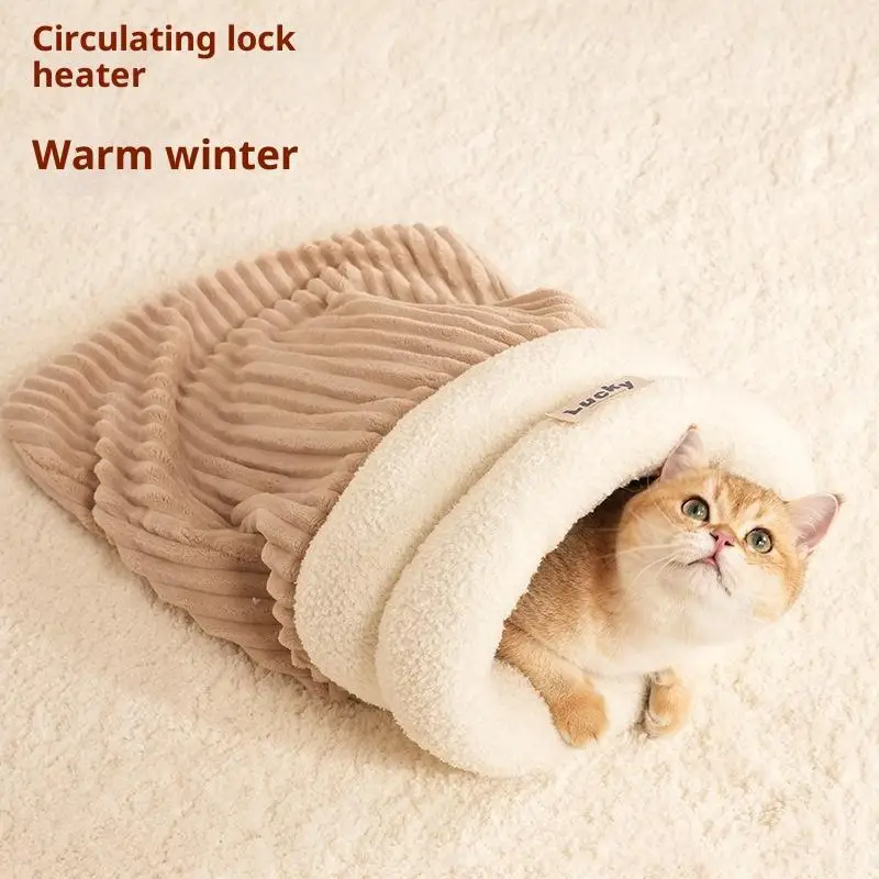 Closed Cat Nest Thickened Cat Bed Sleeping Bag Indoor Cats Winter Warm Sleeping Bag Soft Cat Cave 1005010471209521