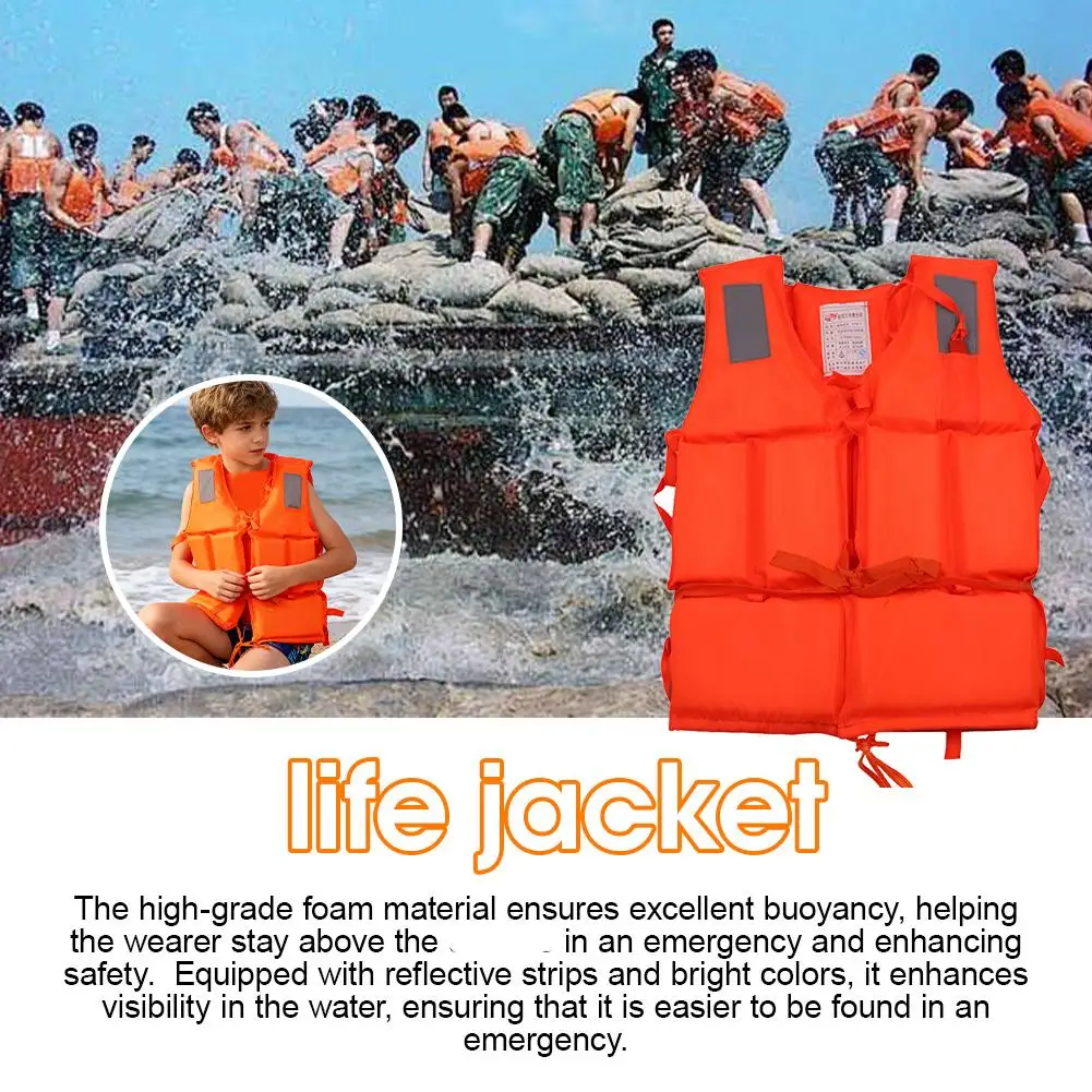 Life Jacket Orange Useful Adult Childen Foam Flotation Swimming Life Jacket Vest Boats Fishing Vest 1005010472083054