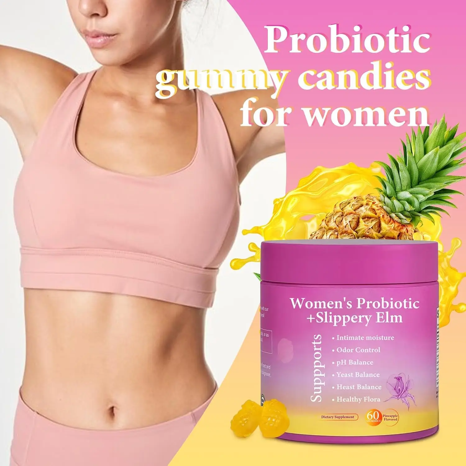 2 Bottle Feminine Probiotics Gummies for Women, Supports pH Balance 1005010478022262