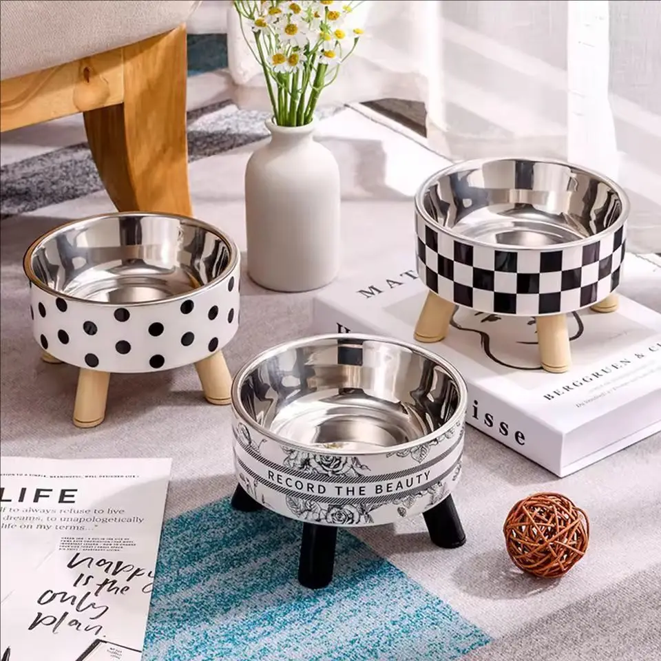 Stainless Steel Elevated Pet Bowls - Cat Dog Food Water Dishes, Raised Feeding Bowls for Pets 1005010478505120