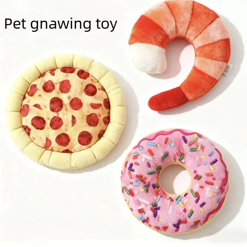 Plush Dog Toy Doughnut Pizza Shape Pet Squeaky Toys for Small Large Dogs Cleaning Teeth Puppy Chew 1005010480449325