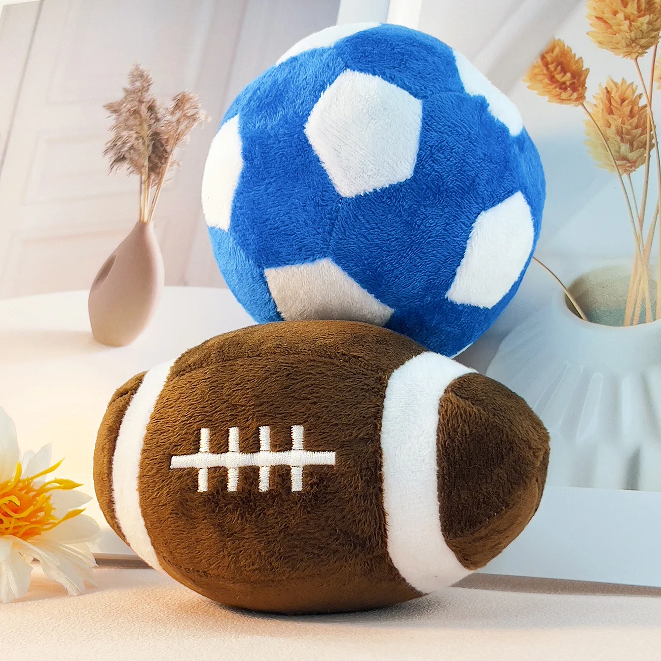 Squeaky Football & Rugby Dog Toy: Interactive Puppy Training Chew Toy Teething Relief and Playtime 1005010489882646