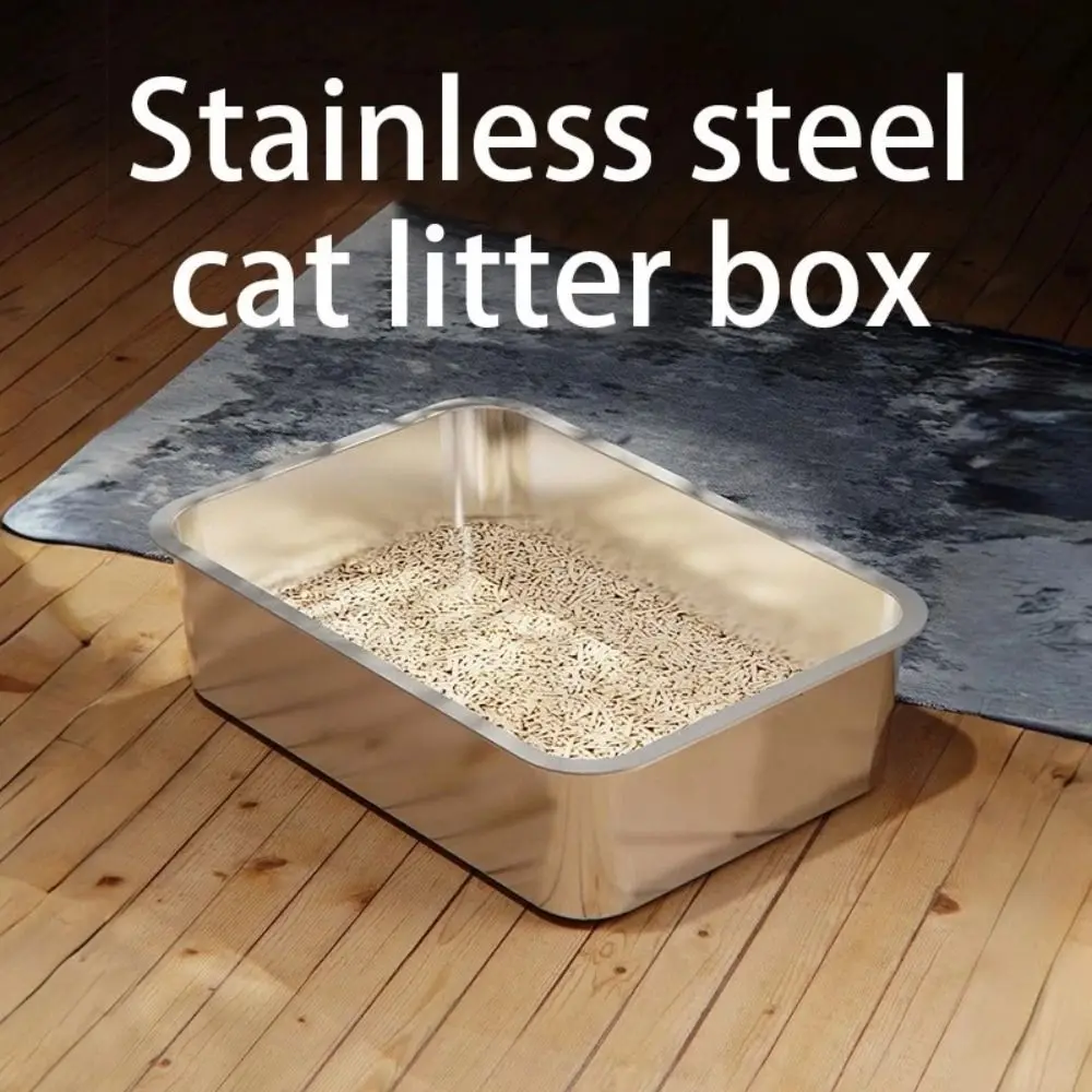 New Stainless Steel Cat Litter Box Easy To Clean High Sided Cat Toilet Large Capacity Pet Toilet 1005010492861681
