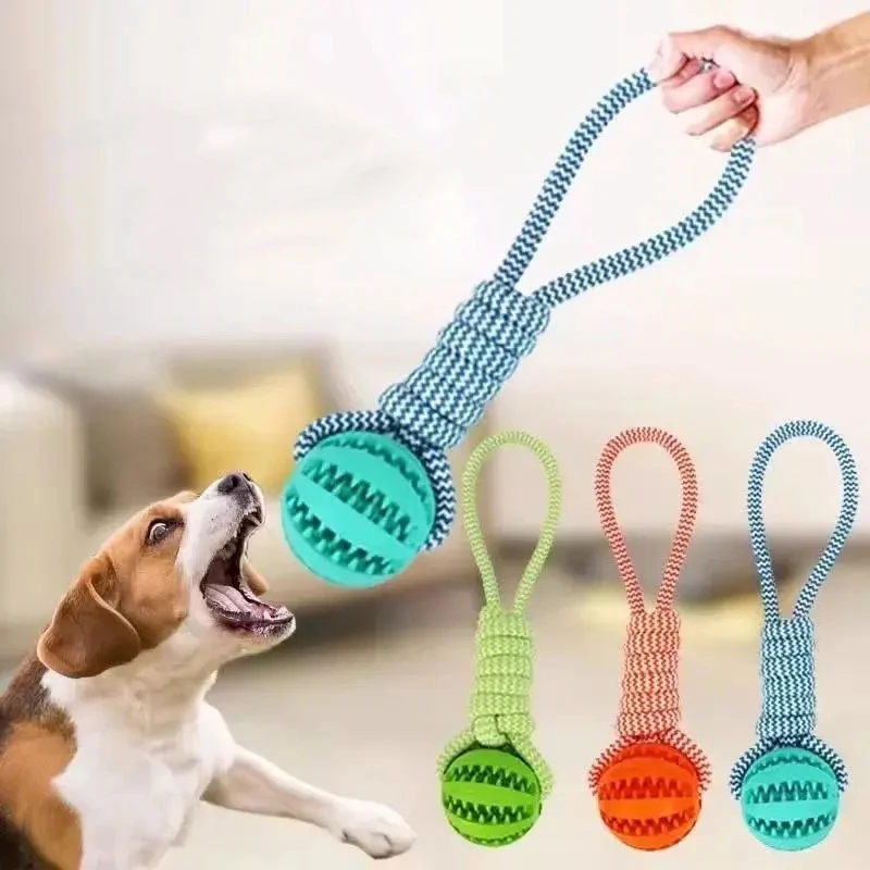 Dog Toys Balls Interactive Treat Rope Rubber Leaking Balls for Small Medium Dogs Chewing Bite 1005010505566456