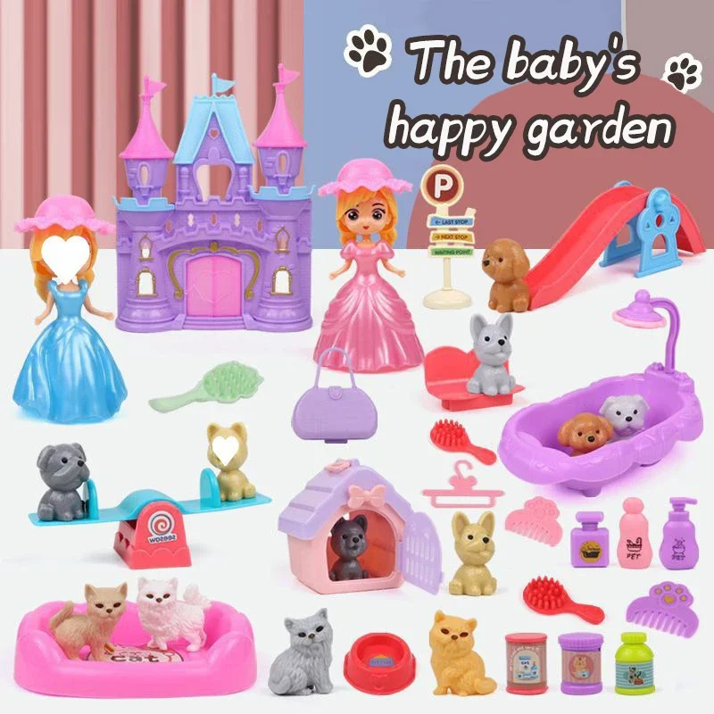 Dog Doll Set Puppy Pretend Play Toys Children Play House Accessories Pet House Scene Games Toys 1005010508977379
