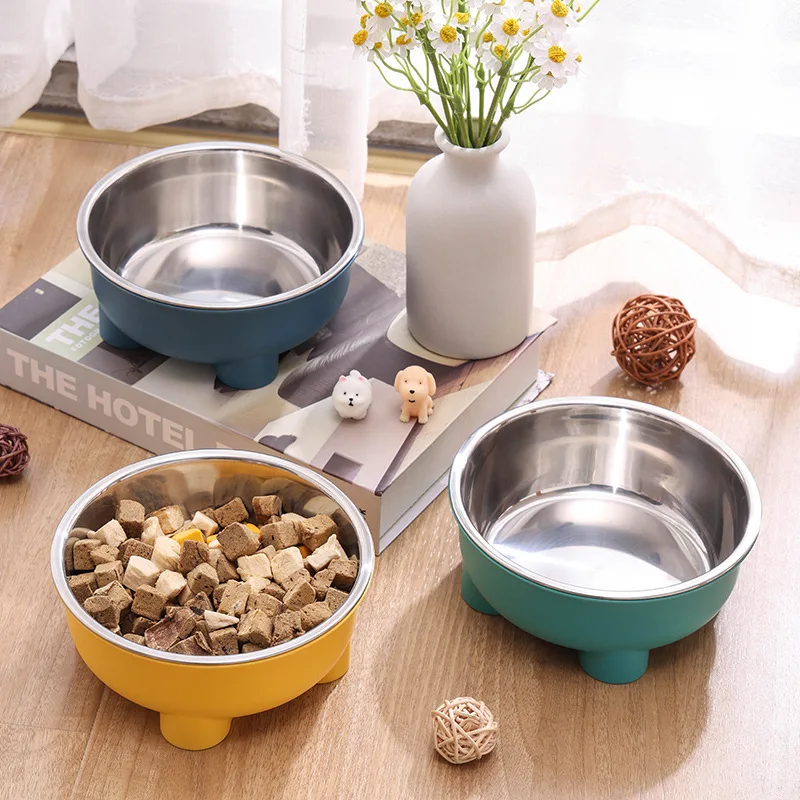 Four-Legged Solid Color Stainless Steel Pet Dog Bowl and Cat Bowl for Indoor and Outdoor Use (1PC) 1005010517415473