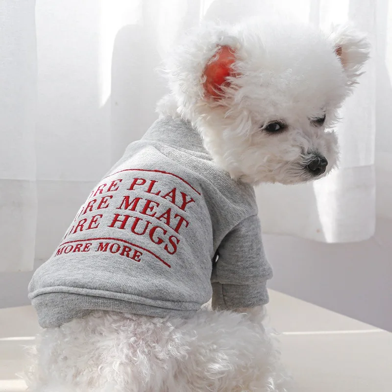 Dog Clothes Cat Autumn Gray Handsome Open Button Jacket Sweater Small Medium Two-Legged Lettered 1005010519659217