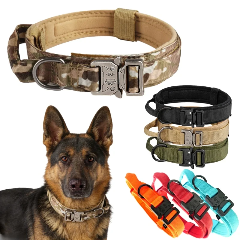 Outdoor Tactical Dog Collar Metal Buckle for Pet Products Nylon Medium Large Training Neck Collars 1005010520218921
