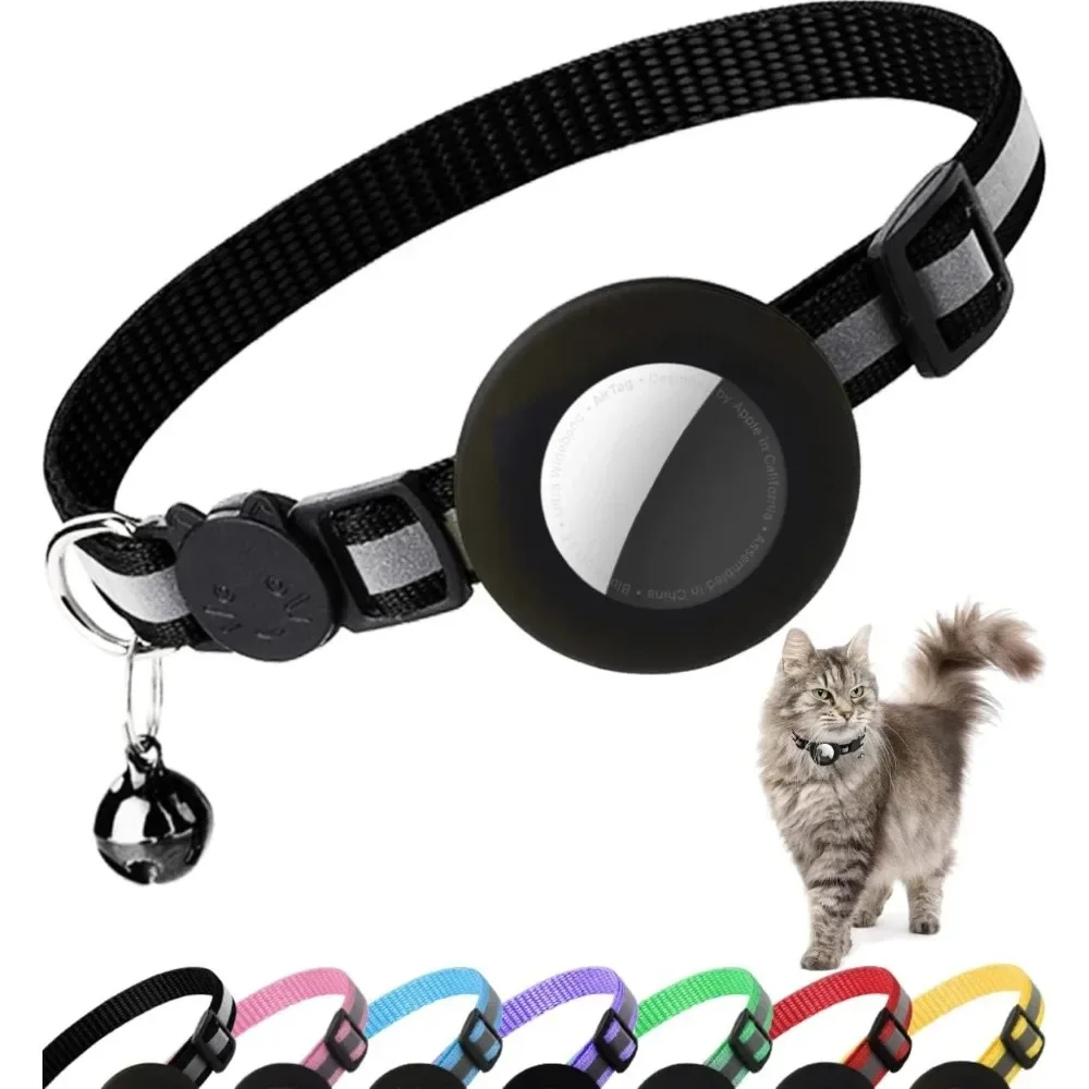 Cute Cat Collar Airtag Breakaway Reflective Kitten Collar with Bell for Apple Air Tag Holder Bell 1005010520467043