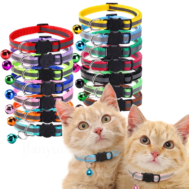 1Pcs Reflective Breakaway Cat Collars with Bells & Round Ears Durable Polyamide Material Adjustable 1005010521107175