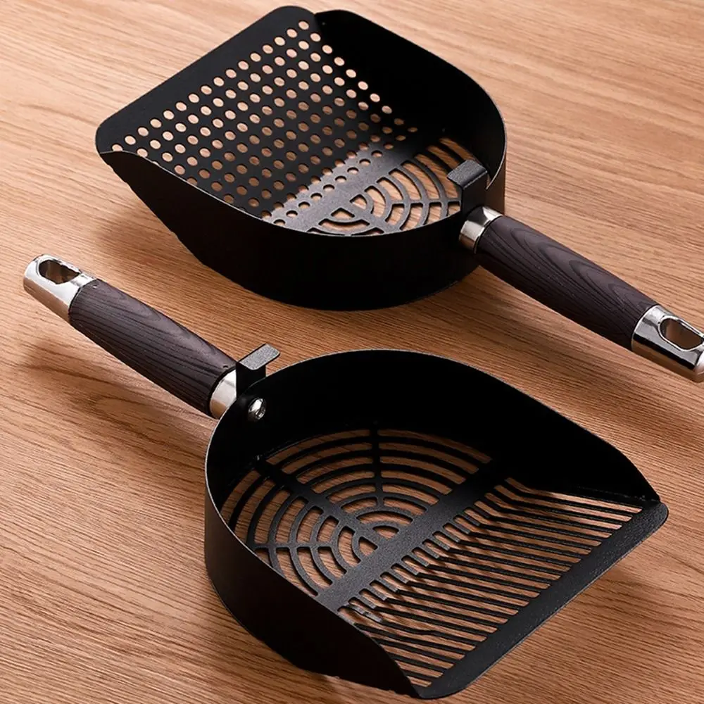 Stainless Steel Cat Litter Scoop Long Handle Deep Shovel Cat Poop Sifting Tool Wood Handle Sturdy 1005010523438143