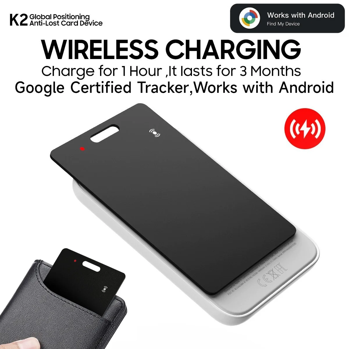 GPS Tracker for Android Phones, Wireless Charging Waterproof Location Finder 1005010524188892