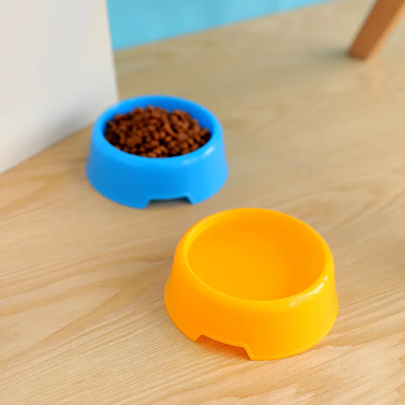 Practical New Colorful Pet Bowl Dog Cat Puppy Plastic Round Bowl Travel Feeding Food Water Bowl 1005010527890920