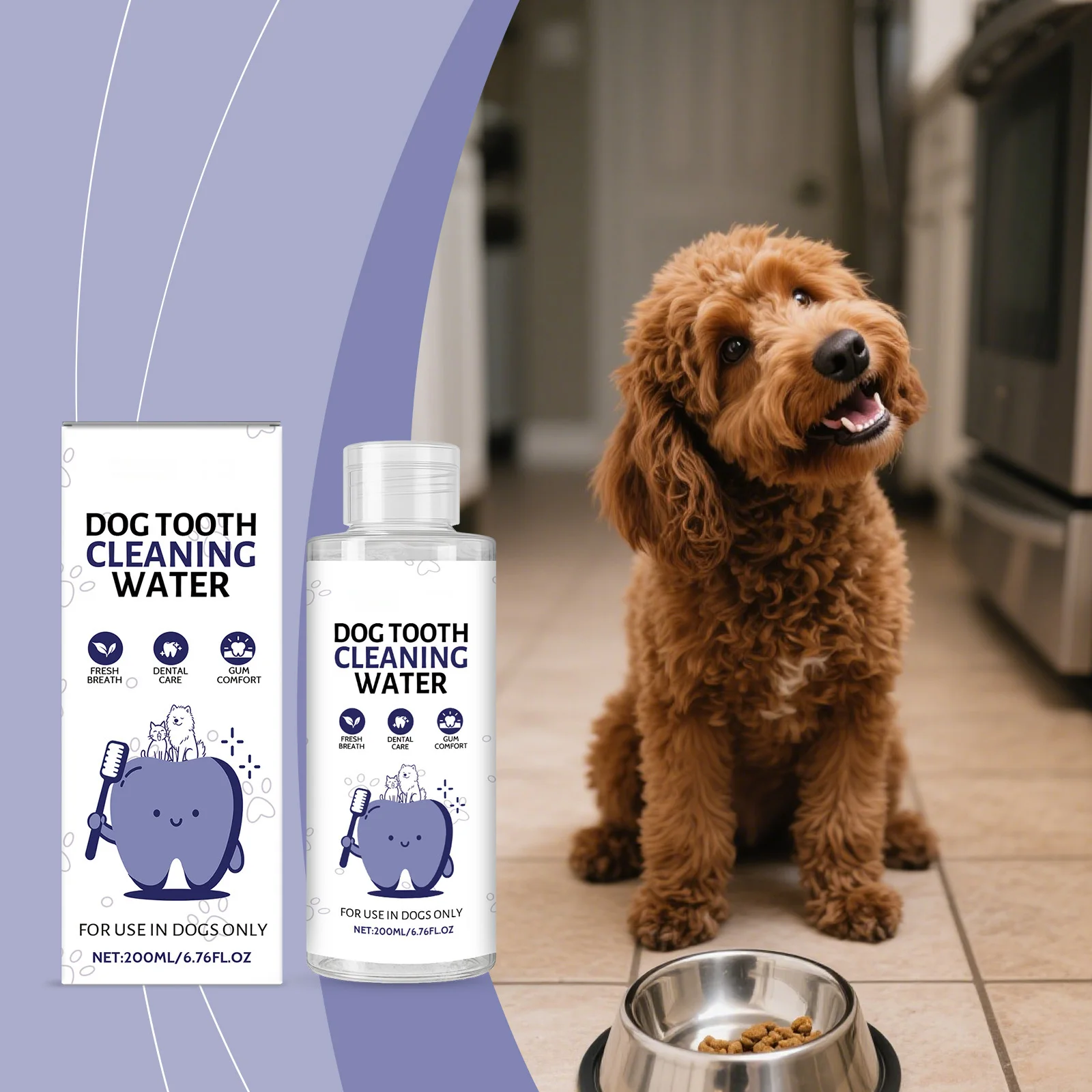 Dog Dental Water Additive 200ml Natural Oral Care Water Additive Dog Mouth Wash for Fresh Breath 1005010528302323