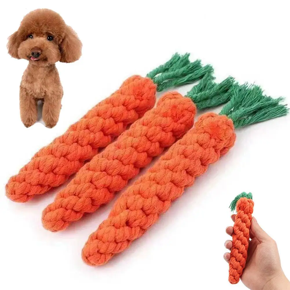 Dog Toys Bite Resistant Pet Dog Chew Toys for Small Dogs Cleaning Teeth Puppy Carrot Cotton Rope 1005010540311157