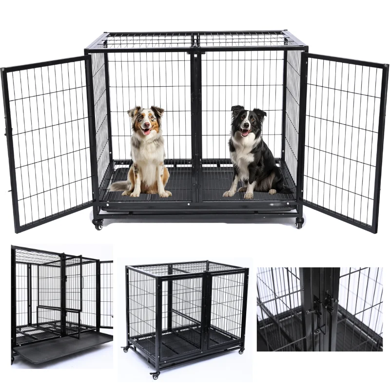 Heavy Duty Metal Dog Cage Breeding Cage Can Hold Two Pets Outdoor Breeding With Divider Mesh Large 1005010542306448