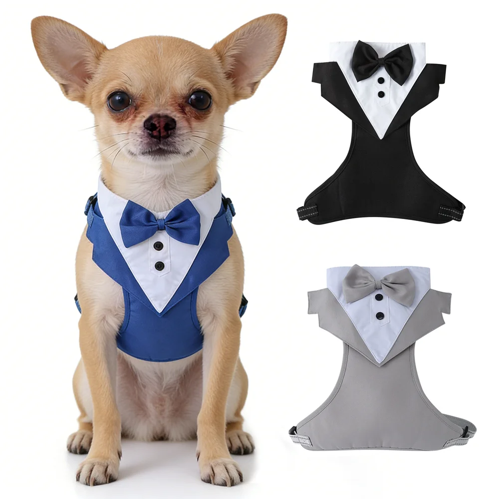 Dog Tuxedo for Medium Dogs, Formal Dogs Wedding Harness Vest, Birthday Costumes for French Bulldog 1005010542483624